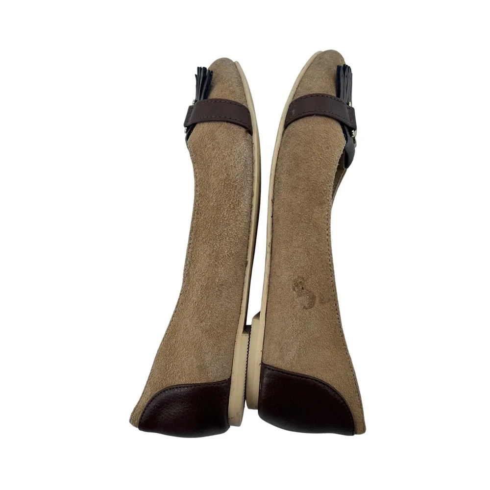 Janie and Jack Girls Tan Suede Kiltie Horsebit Ballet Flats Brown Size 13
